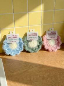 Joivida 可爱花朵造型洗碗巾和洗碗刷，加厚柔软吸水，多色可选，厨房清洁工具，适用于碗碟、锅碗瓢盆、水槽、台面等日常家居清洁