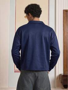 SWAVVY 男士骑士刺绣长袖休闲通勤 Polo 衫