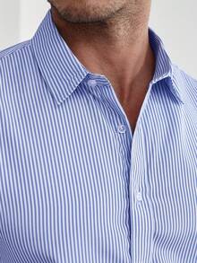 Core Aspect Áo sơ mi dài tay nam dáng casual công sở, họa tiết kẻ sọc, thích hợp cho mùa xuân/thu. - Màu xanh lam - Xem 6