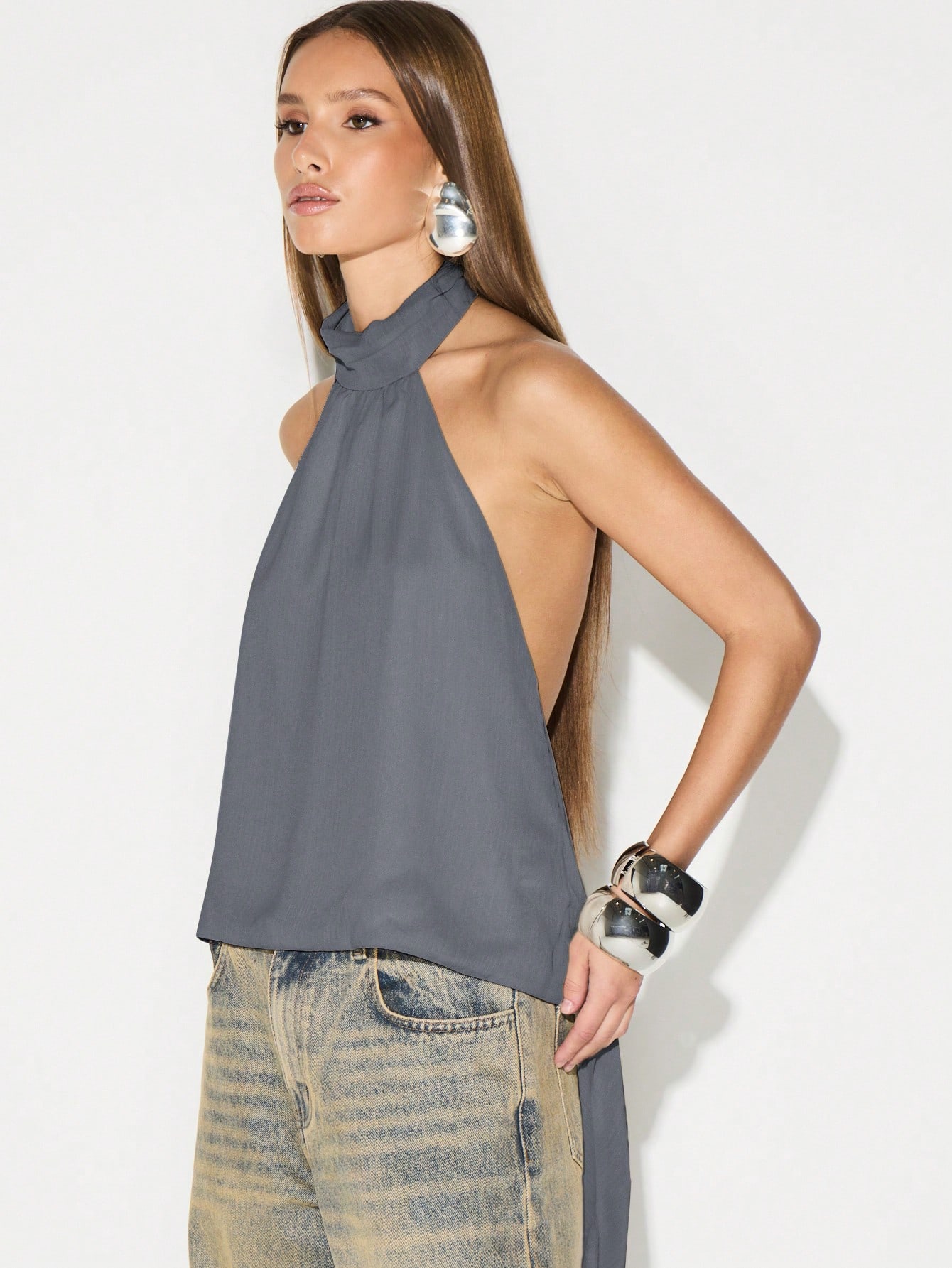 KIZN Backless Halter Neck Tank Top