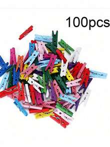 50/100 piezas de pinzas de fotos de madera, pinzas de memo de madera de colores, decoración de pared DIY para dormitorio, hogar, boda, fiesta de cumpleaños, 2,5 cm - Multicolor - Ver 20