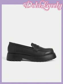 Dola Lovely Women's Fashion Versatile Wedge Platform Loafer , Black Shoes Sorceress Halloween Spring Shoes Spring Break Easter