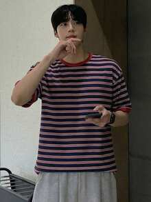 DAZY Men's Casual Striped Crew Neck Short Sleeve T-Shirt, Summer - Multicolor - View 6