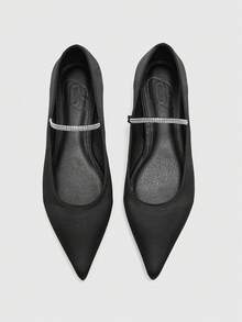 CUCCOO BIZCHIC Women's Pointed Toe Rhinestone Embellished Casual Flat Shoes Valentine's Day