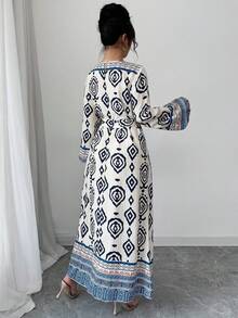 Lacomfia Vestido de manga larga con jacquard tejido para mujer - lago azul - Ver 2