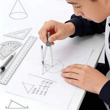 9pcs/Set Math Drawing Tool Set In Compass And Ruler Style With Eraser For Student Exam And Homework, Ease Of Use, Giftable, Versatile, Homework, Classroom Supplies, Christmas Gifts, School Supplies , Suitable For Elementary Students, Back To School - Multicolor - View 3