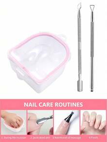 1件/2件/3件套手指形美甲卸甲碗 美甲工具 指甲边缘推棒/指甲边缘剥离器/凝胶指甲油卸除浸泡碗 三件套护理碗 适用于美甲沙龙 - 彩色 - 查看 6