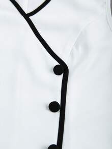 GlowEve Camisa casual versátil de mujer con cuello en V y abotonadura sencilla - Blanco - Ver 4