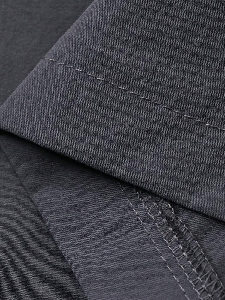 Men's Grey Elastic Waist Decorative Line Casual Shorts, Summer