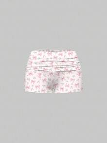 ROMWE Kawaii Bộ đồ ngủ gồm áo hai dây ren và quần short xếp ly in hình thỏ, bướm và hoa dễ thương và duyên dáng, thích hợp mặc ở nhà. - Hồng - Xem 6