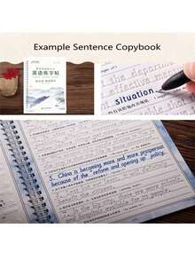 1Set English Italic 3D Groove Practice Calligraphy Copybook Handwriting Exercise Alphabet Words, Students' Favorite School Season, Halloween, Christmas Gifts,Reusable, Office, School, Drawing, Student, Markers, Stationery, Boys, Girls, School Supplies,School Supplies,Back To School - Multicolor - View 11