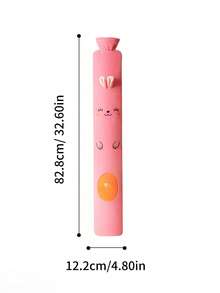 1pc Long-Shaped Hot Water Bag, Water-Filling Hand Warmer, Anti-Explosion, Winter Warm Supplies (Due To Different Batches, The Lines And Colors Of The Inner Liner May Vary. We Apologize For Any Inconvenience Caused,Silk Ribbon Fabric Cover, Rib Color, Design Randomly Assorted) - Default - View 14