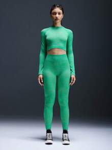 Powerista Women's Elastic Waist Everyday Fitness Leggings - Green - View 3