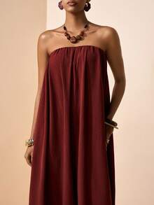 Zivah Women's Solid Color Pleated Pocket Jumpsuit, Fashionable For Daily Wear, Travel And Vacation - Brown - View 7