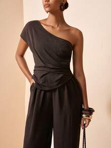 Zivah Bộ jumpsuit màu nâu cà phê, hàng mới về mùa Xuân/Hè 2026, thích hợp cho mùa cưới, lễ hội âm nhạc, lễ Phục Sinh, phong cách miền Tây, Boho, tiệc tùng lấy cảm hứng từ Nashville, đám cưới, buổi tối, hẹn hò, tụ họp, sinh nhật, sinh viên, đi làm, công sở thường ngày. Không tay, hở lưng gợi cảm, nhún eo, có túi thật, ống rộng thoải mái, chất liệu vải có họa tiết. - Cà phê nâu - Xem 11