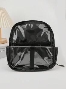 1个大容量化妆师刷具收纳包，黑色旅行便携化妆品整理包，专业化妆包，适用于化妆工具和化妆品 - 黑色 - 查看 4