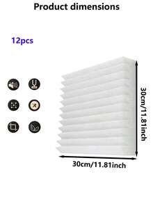 12/24 Pieces Of 12 * 12 * 1 Inch Elastic Sound Insulation Foam Board, Suitable For Room And Music Room Wall Decoration And Sound Absorption, Decoration Sticker Peeling Wallboard, Wallpaper, Wallpaper, Spring Decoration Items, Make Your Home A New Look, Holiday Decoration Sticker Gift Birthday Graduation - White - View 7