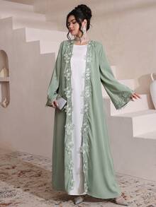 Al Najma Elegant Embroidered Long Sleeve Abaya Robe For Women