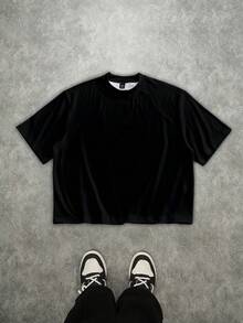 Manfinity EMRG Plus Size Men Street Style Cropped Loose Boxing Graphic T-Shirt, Great Gift For Friends - Black - View 6