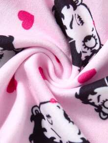 Betty Boop x SHEIN Women's Comfortable Soft Full Print Wireless Bra And Panty Set - Pink - View 3