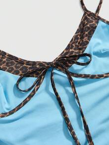 ROMWE J-Fashion Spring/Summer Y2K Harajuku Sexy Leopard Print Low-Cut Camisole For Women - Teal Blue - View 2