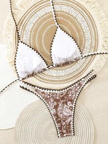 Swim Vcay 2026新款春夏女士两件套随机印花三角比基尼泳裤及沙滩度假休闲比基尼套装 - 彩色 - 查看 2