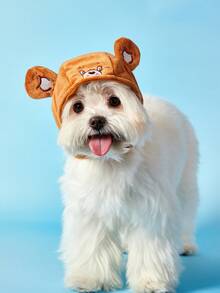 Care Bears X PETSIN 1个宠物猫狗通用棕色立体耳朵可爱卡通宠物帽 - 棕色 - 查看 1