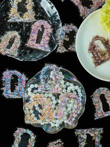 30 szt./zestaw naklejek na framugę drzwi Flower Manor – wzór retro kwiatowy, materiał do samodzielnego pisania w dzienniku – tłoczenie laserowe na gorąco - Wielokolorowe - Zobacz 6