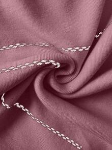 SHEIN Elenzya Đầm ngắn tay dài cổ tròn, eo thon, kiểu Hàn Quốc thu đông thanh lịch phối màu. - Hồng - Xem 7