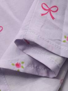 Dazy Plus 两件套可爱卡通印花宽松睡衣套装，长款上衣和长裤，适合春夏秋季穿着。 - 紫色 - 查看 4