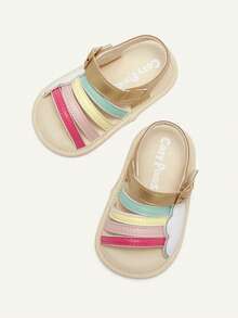 Cozy Pixies Cute Rainbow White Cloud Baby Outdoor Sandals - Gold - View 6