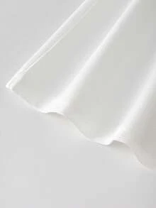 Lyxana Áo thun nữ cổ chữ V tay ngắn màu trơn, thiết kế cúc kim loại, kiểu dáng thường ngày. - trắng - Xem 7