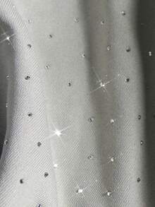 ROMWE MEN 2026春夏男士休闲水钻装饰圆领T恤，男女通用时尚长袖二合一上衣 - 黑色 - 查看 4