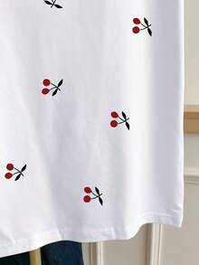 Resyla Cherry Print Contrast Trim Tee - White - View 4
