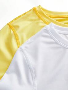 SHEIN Velisys Solid Color Round Neck Asymmetric Hem Fitted Short Sleeve Sports T-Shirt - Multicolor - View 7