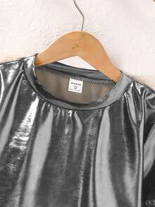 Tween Girls' Solid Color Minimalist Casual Round Neck Short Sleeve T-Shirt - Multicolor - View 3