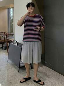 DAZY Men's Casual Striped Crew Neck Short Sleeve T-Shirt, Summer - Multicolor - View 3