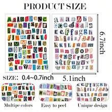 852/12 杂志信件贴纸，复古剪贴簿信件贴纸，小型勒索信贴纸，适用于剪贴簿用品、日记本、笔记本电脑、水瓶、DIY工艺品、礼品、杂项日记 - 彩色 - 查看 5