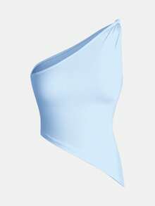 Siren Gaze 情人节扭结单肩上衣 优雅修身女款 - 淺藍色 - 查看 8