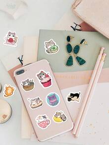 500pcs/Set Roll Stickers, Cartoon Cat Washi Tape, Journaling Material, Envelope Sealing Stickers - Multicolor - View 6