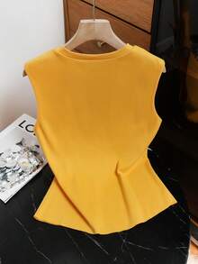 GlowEve Summer Casual Solid Color Front Button Camisole - Pale Yellow - View 2