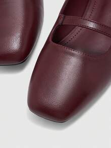 CUCCOO BIZCHIC Women's Casual Versatile Commute Simple Buckle Flats Valentine's Day - Burgundy - View 7