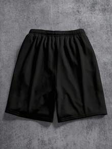 Manfinity ZONE917 街头风宽松休闲先锋运动风格撞色滚边 UNPARAKKELED 黑色短裤 - 黑色 - 查看 6