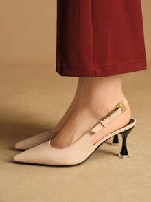 Rosivie 女士尖头搭扣设计时尚高跟鞋，适合日常穿着 - 嫩粉紅色 - 查看 3