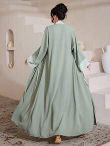 Al Najma Áo choàng Abaya nữ dáng rộng, màu trơn, thoải mái, phù hợp mọi mùa. - màu xanh lá - Xem 2