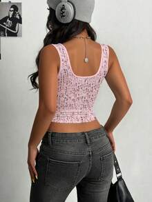 Rovax [Sequin Tank Top] Sequin Women's Tank Top | Sleeveless, Glittery Summer Casual Wear, Perfect For Spring/Summer - Multicolor - View 2