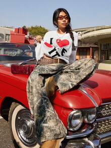 Muchica 女士时尚迷彩印花阔腿梭织裤 - 彩色 - 查看 3