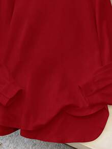 GlowEve CURVE Sudadera casual de cuello redondo de unicolor talla grande - Rojo - Ver 4
