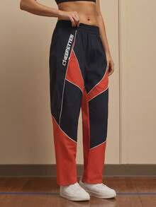 SHEIN Unity 女士休闲撞色拼接运动裤 - 寶藍色 - 查看 1