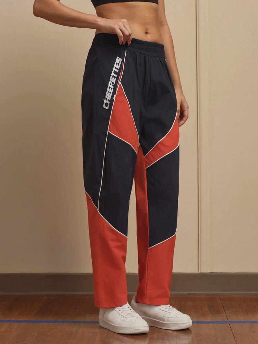 SHEIN Unity 女士休闲撞色拼接运动裤 - 寶藍色 - 查看 1